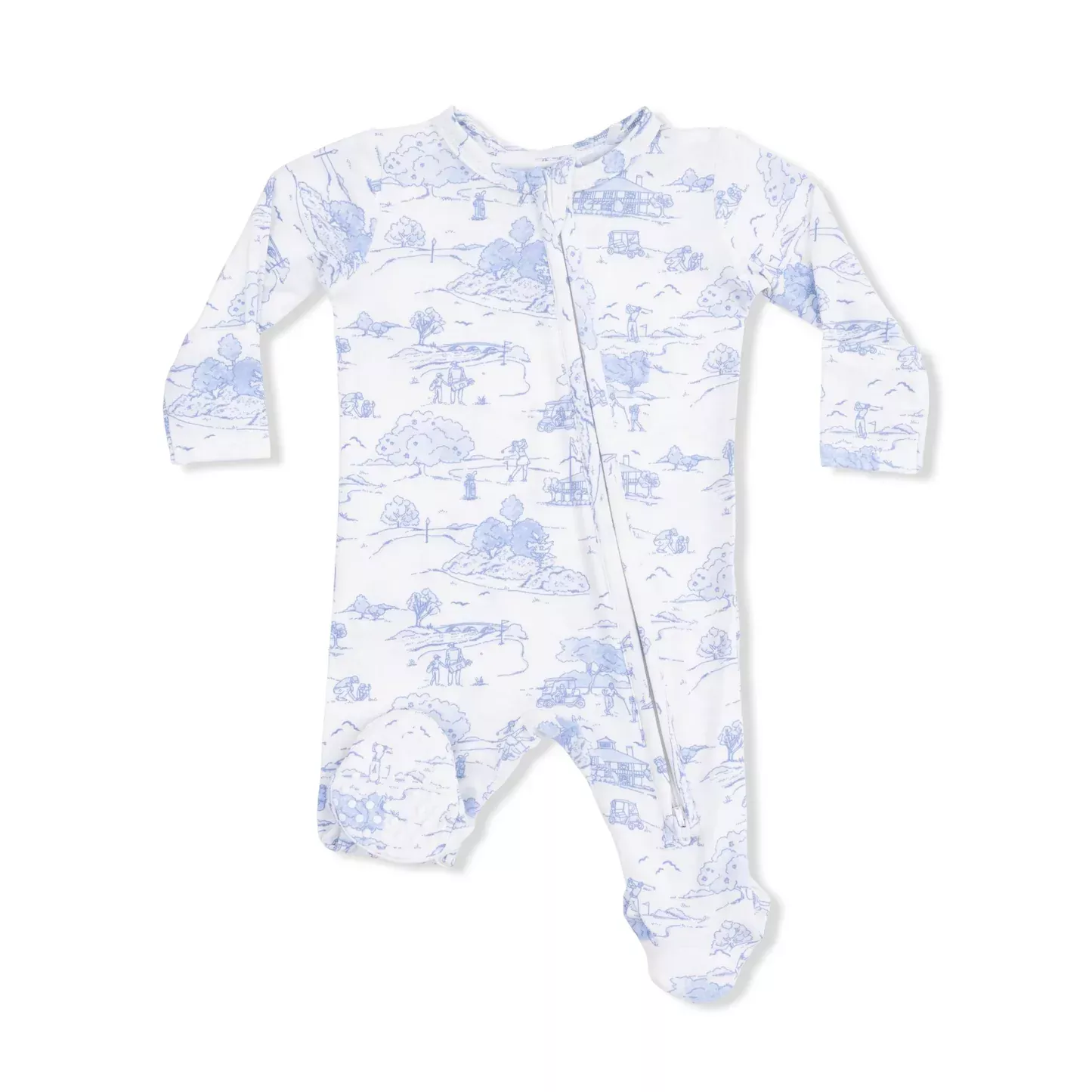 GOLF TOILE BLUE ZIPPER FOOTIE