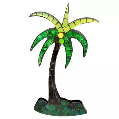 Green Mosaic Glass Palm Tree Wall Art