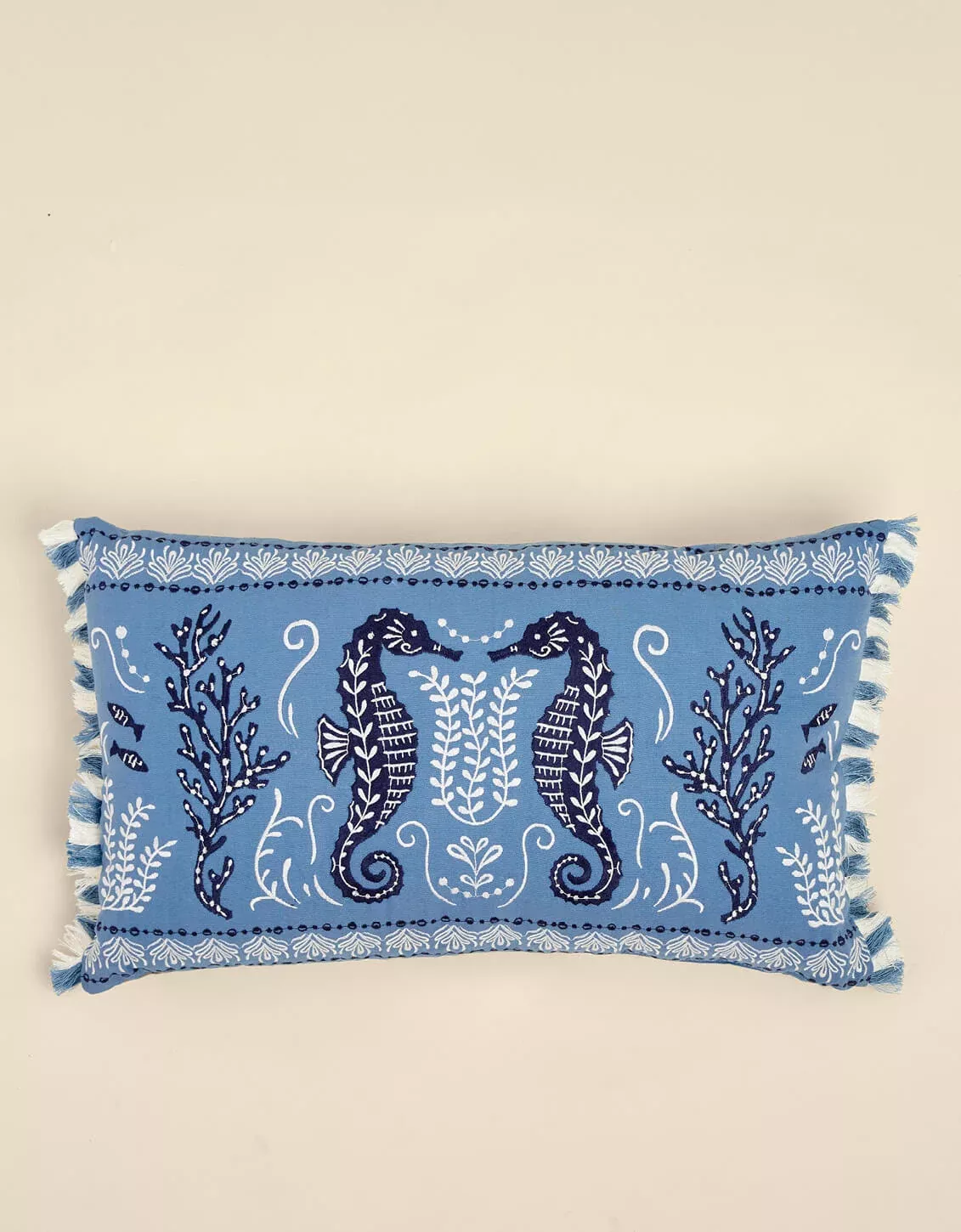 Hamilton Seahorse Embroidered Breakfast Pillow