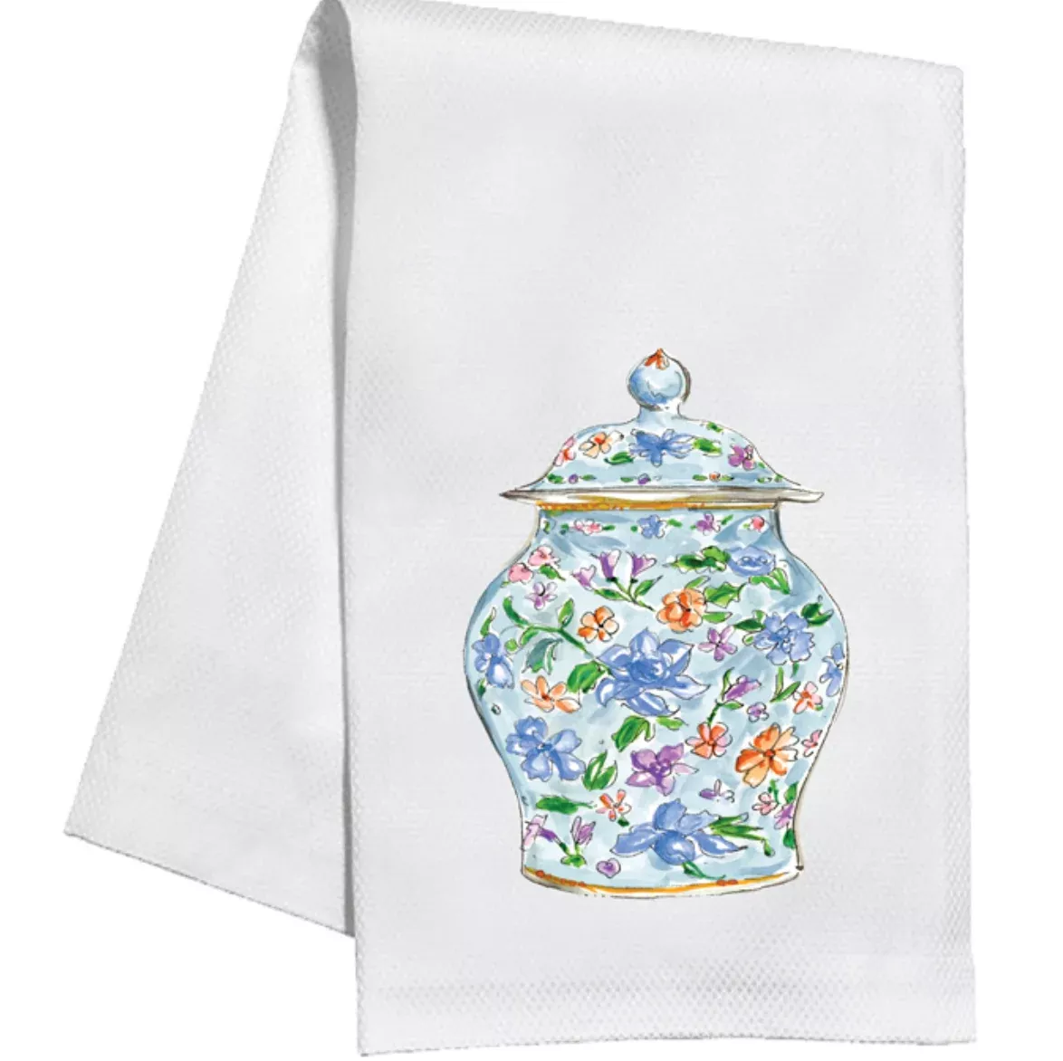 HANDPAINTED BLUE CHINOISERIE URN KITCHEN TOWEL