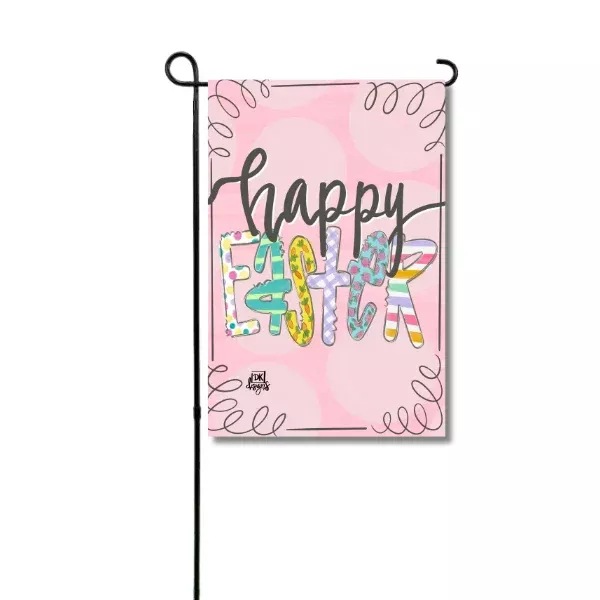 HAPPY EASTER PINK GARDEN FLAG