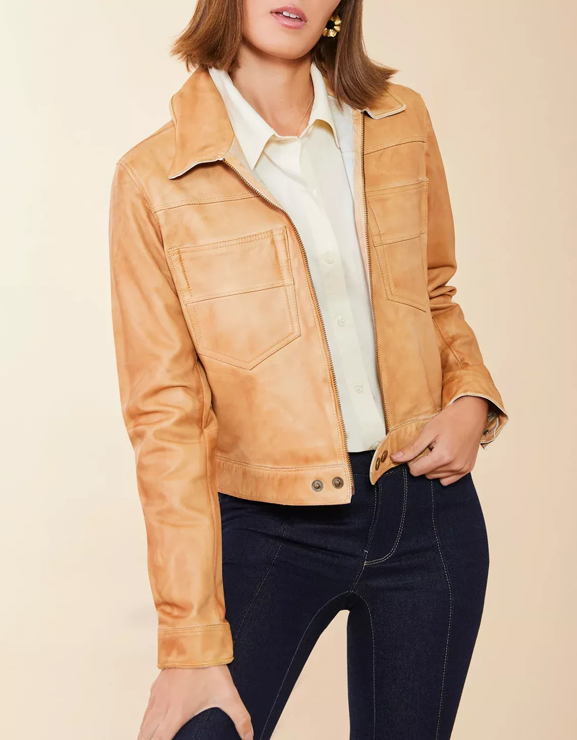 Hayden Leather Jacket Au Lait Patina