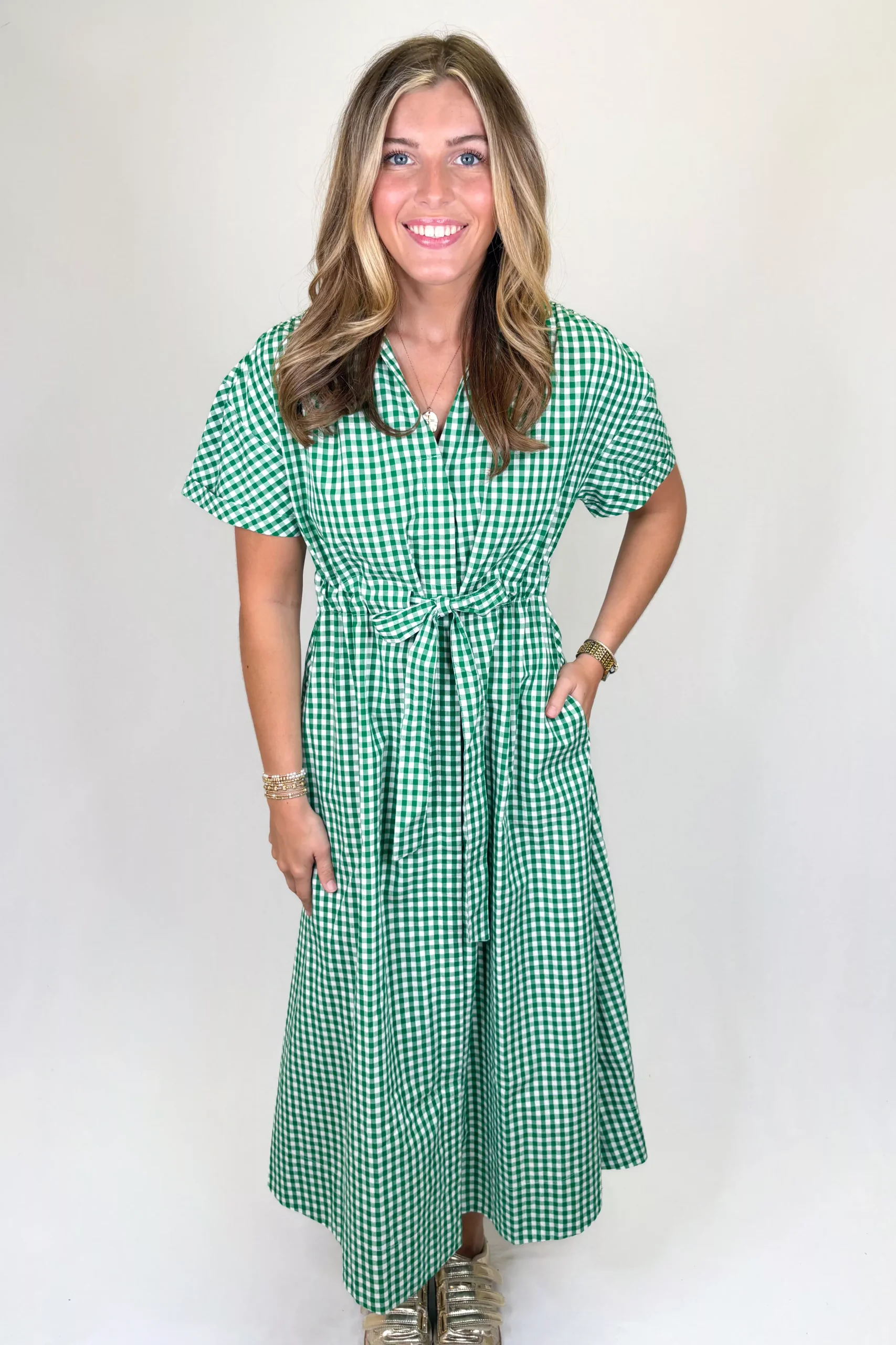 HOLLY SHAE: BRIA DRESS | GREEN & WHITE GINGHAM