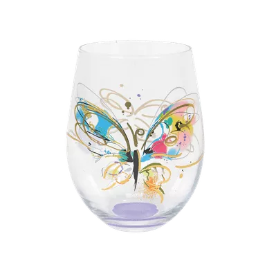 Izzy and Oliver Butterfly Stemless Wine Glass