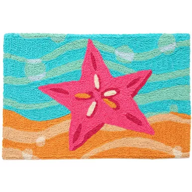 Jellybean Bright Pink Starfish & Bubbles Floor Accent Rug