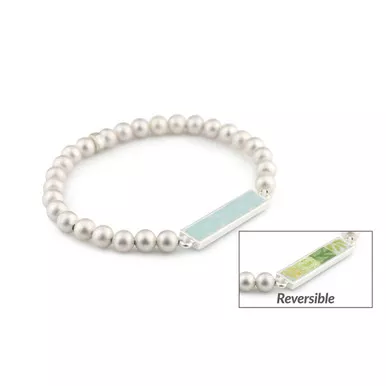 Jilzarah Bermuda Blue Reversible Bar Silver Bead Bracelet
