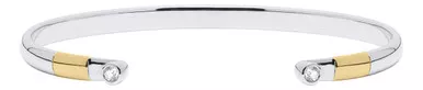 Kovel White Topaz Two Tone Silver Charm Topper Bangle Bracelet
