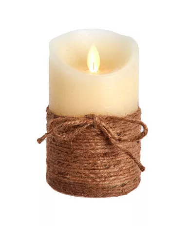Kurt Adler Jute Rope Flicker Flame Ivory Candle
