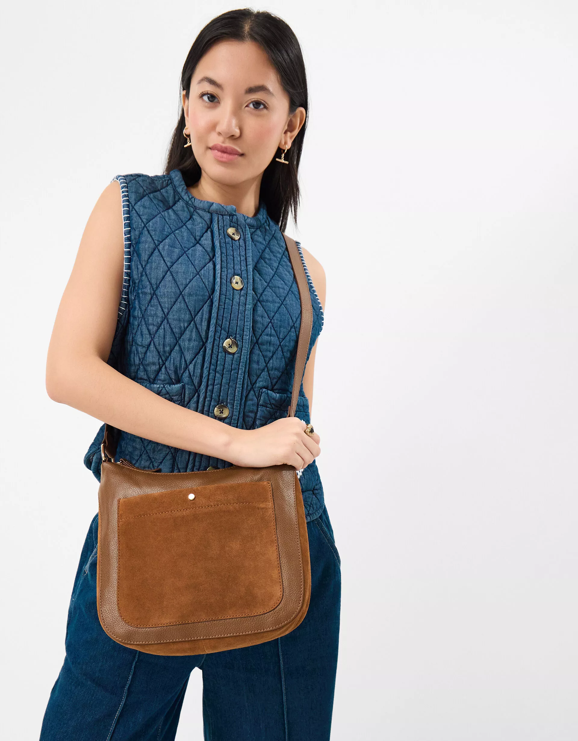 Leather Messenger Crossbody Bag