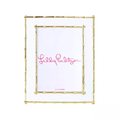 Lilly Pulitzer Gold Bamboo and Enamel Photo Frame