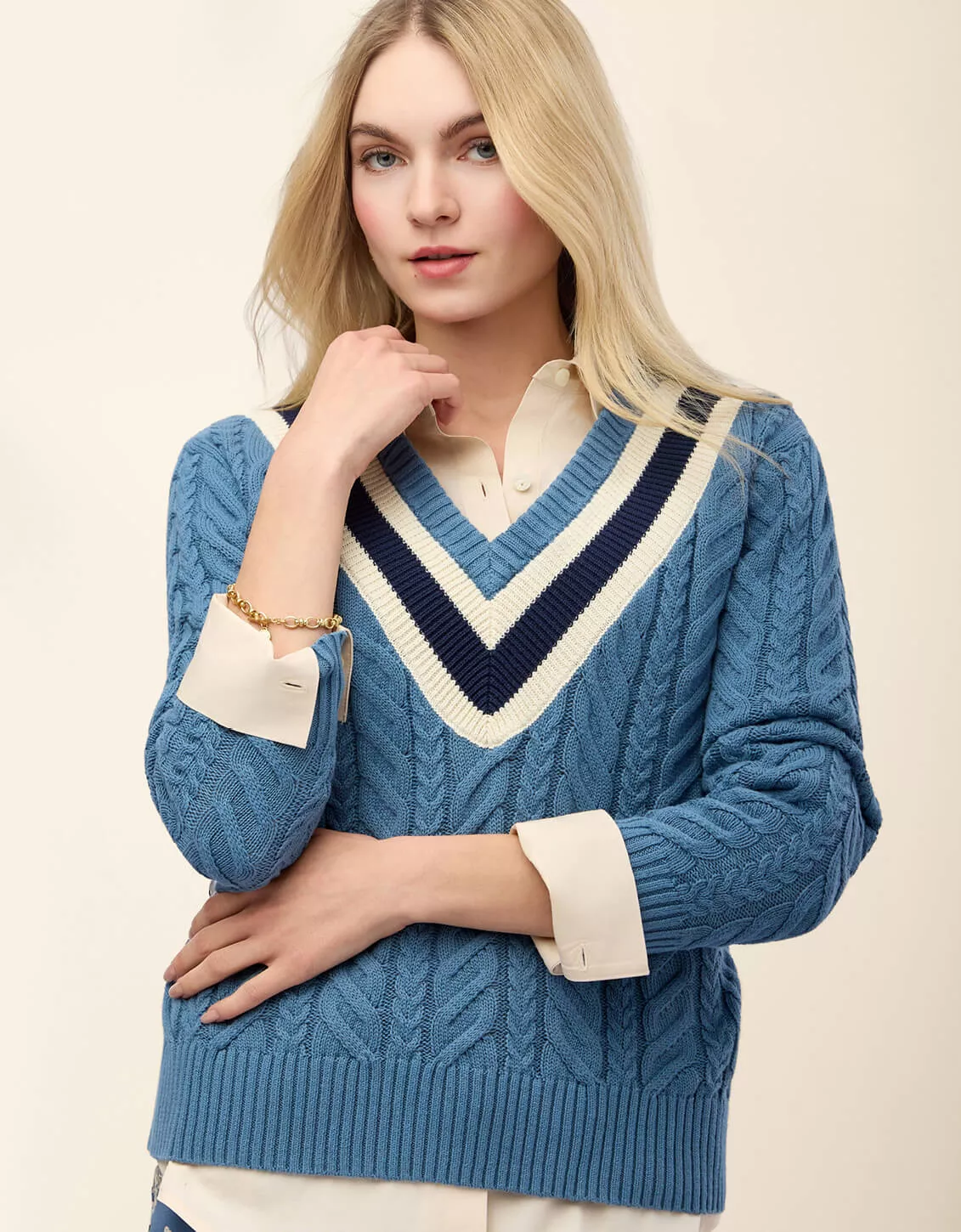 Lorna Varsity Sweater Bluestone