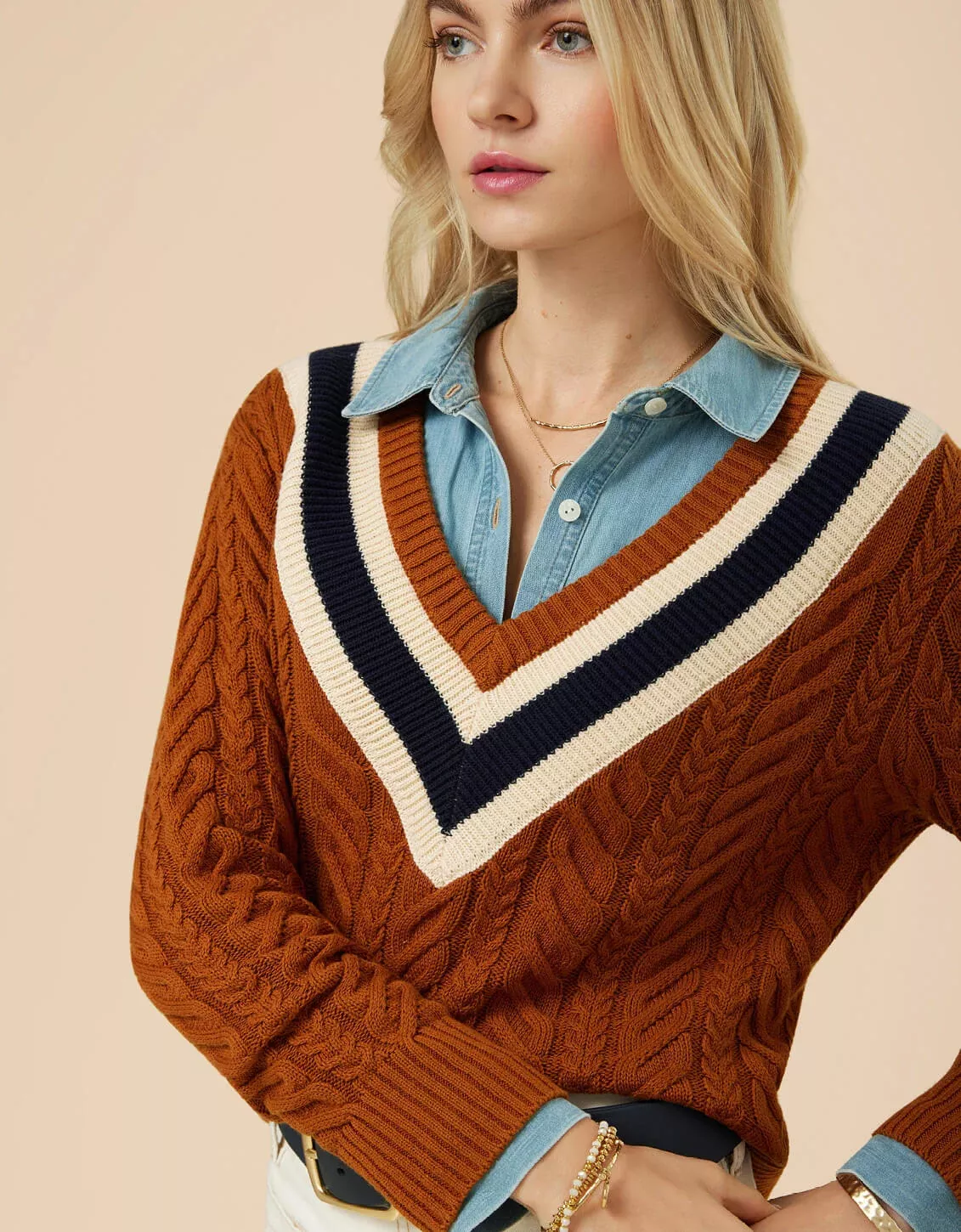 Lorna Varsity Sweater Nutmeg