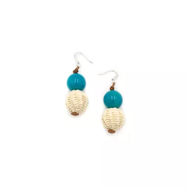Lucy Straw Bead Tagua Earrings