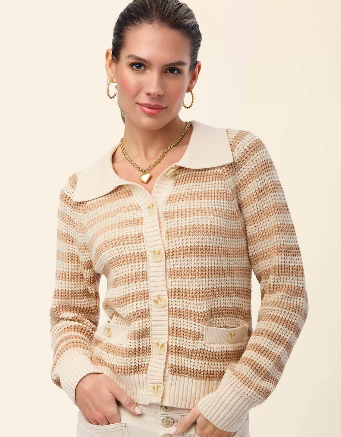 Lydie Cardigan Sandcastle Stripe