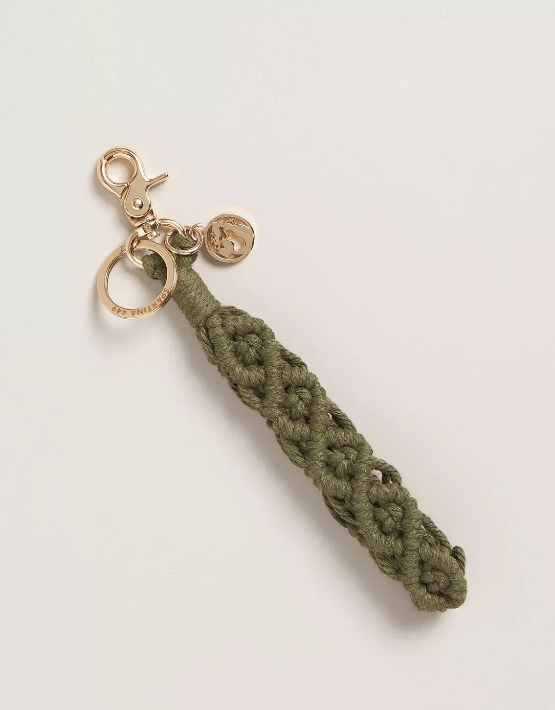 Macrame Wristlet Keychain Olive