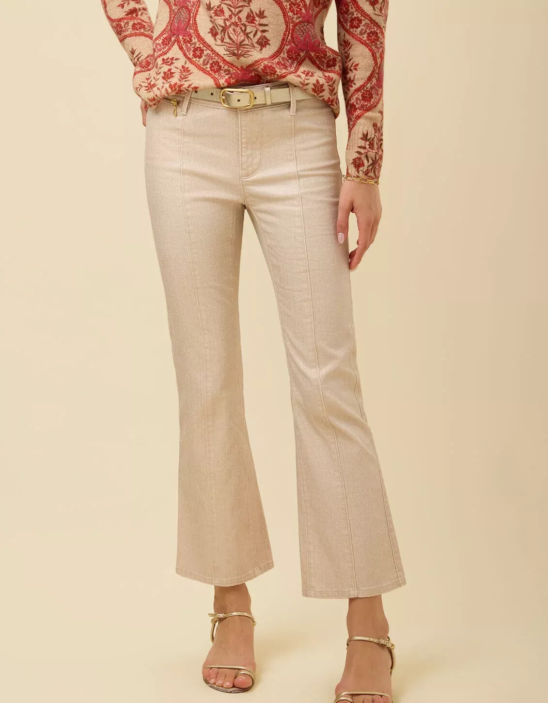 Mallory Kick Flare Jean Metallic Champagne