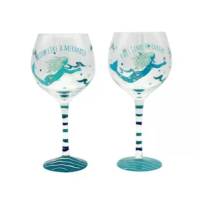 Mermaid Ocean Waves Stem Wine Glass
