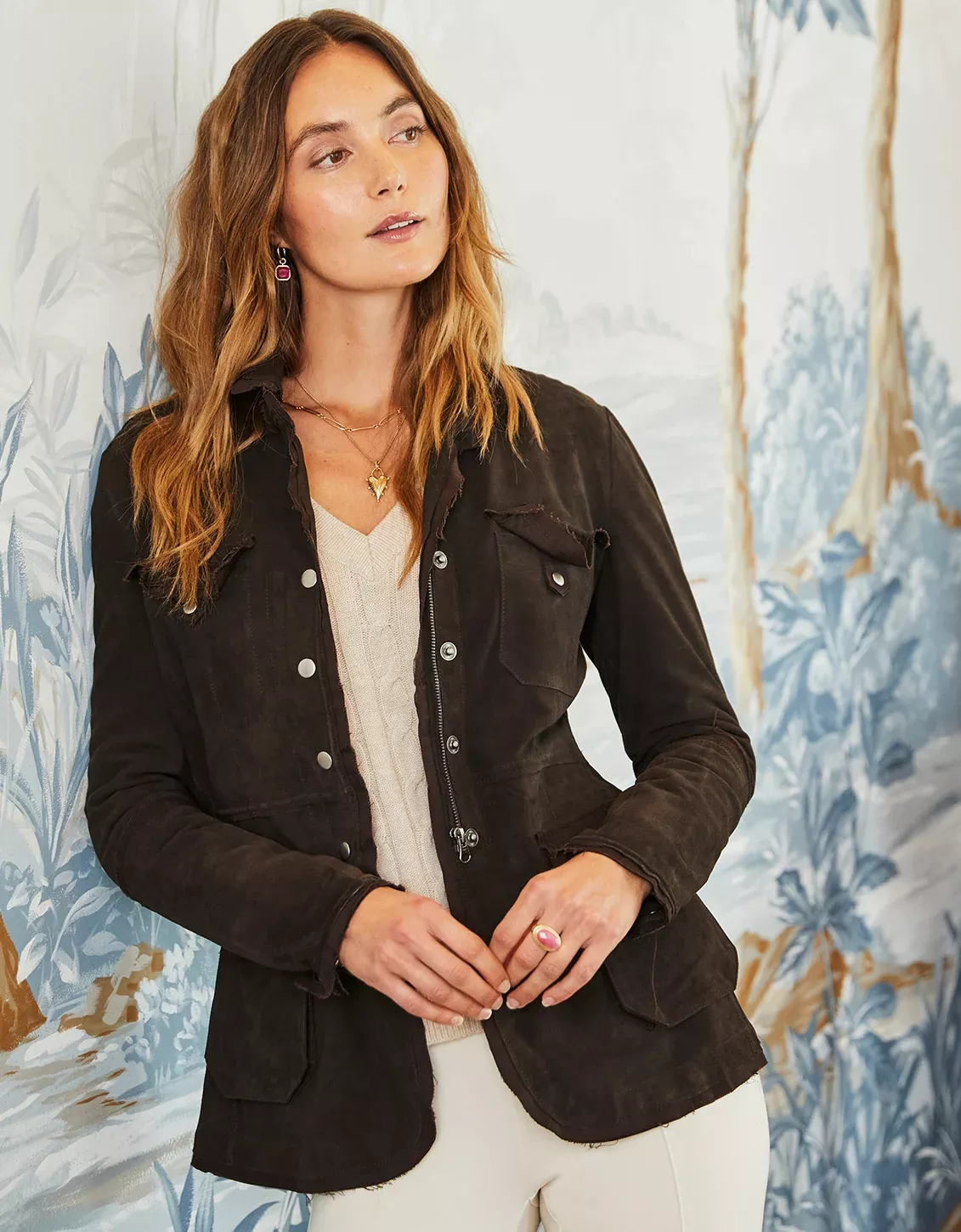 Meryl Washed Suede Jacket Sable