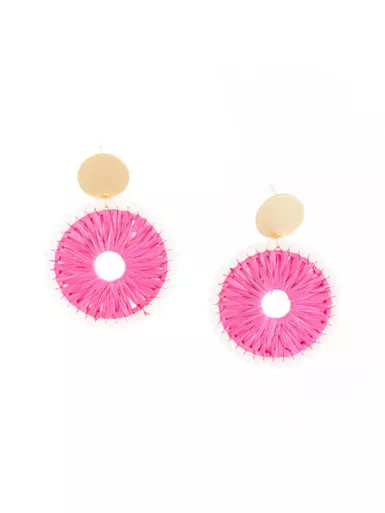 Michelle McDowell Shea Raffia Disc & Bead Earrings