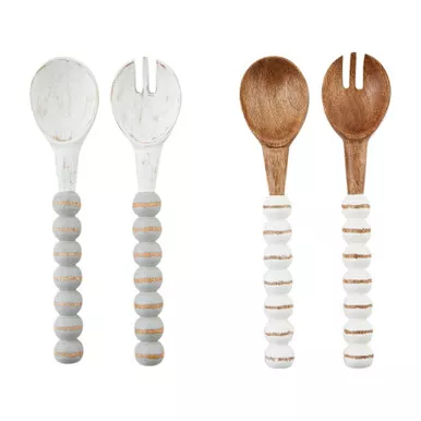 Mud Pie Wood Bead Salad Serving Utensils Set