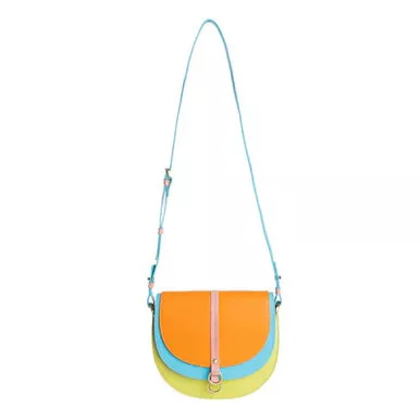 Myra Color Point Half Moon Leather Shoulder Bag