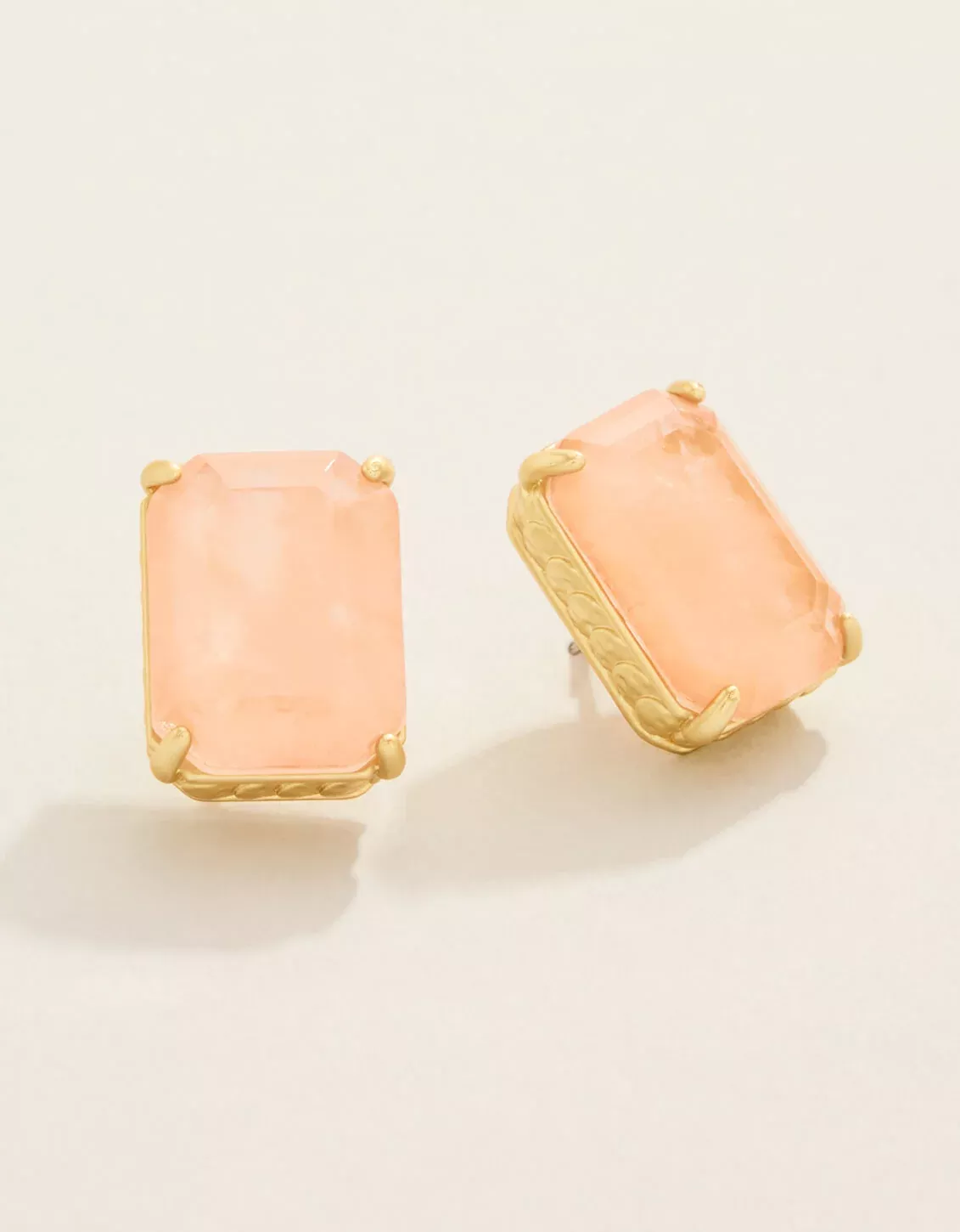 Naiad Rectangle Stud Earrings Pink