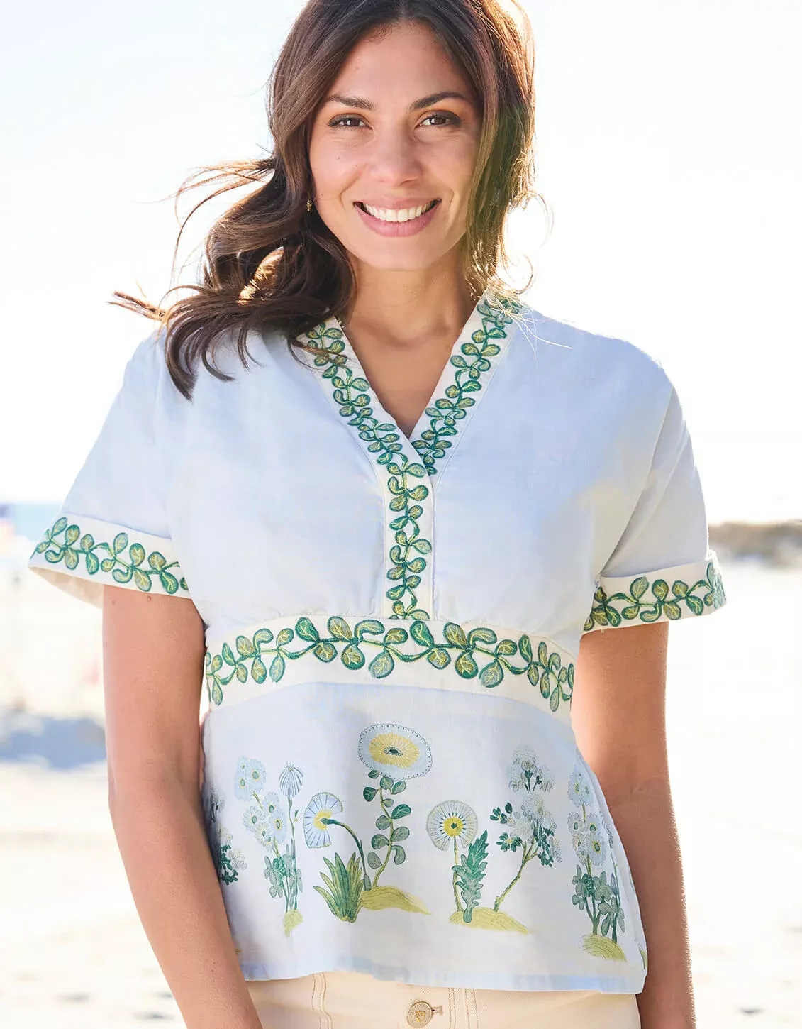 Natalee Blouse Flagler Floral Sprigs Blue