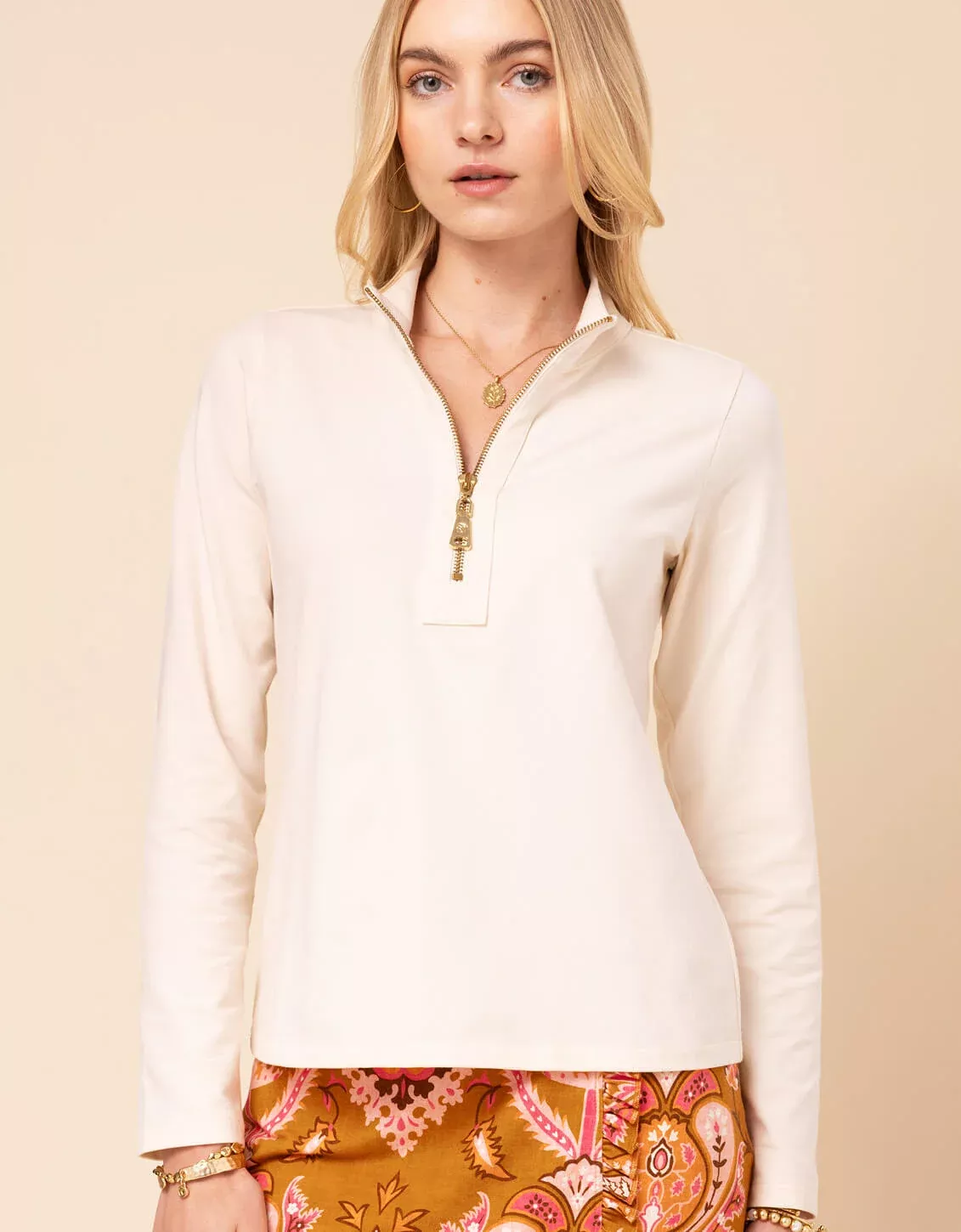 Nora Half-Zip Top Buttercream