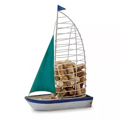 Oak & Olive Sailboat Wine Cork Holder Caddy