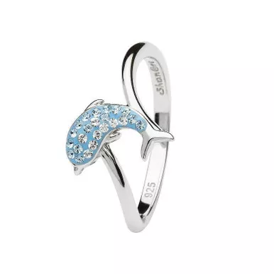 Ocean Jewelry Aqua Blue Crystal Dolphin Ring