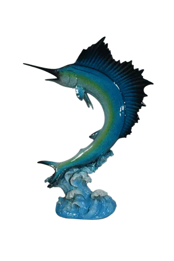 Ocean World Extra Large Realistic Blue Swordfish On A Wave Figurine
