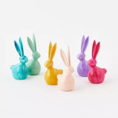One Hundred 80 Degrees Tall Ears Large Ceramic Bunny