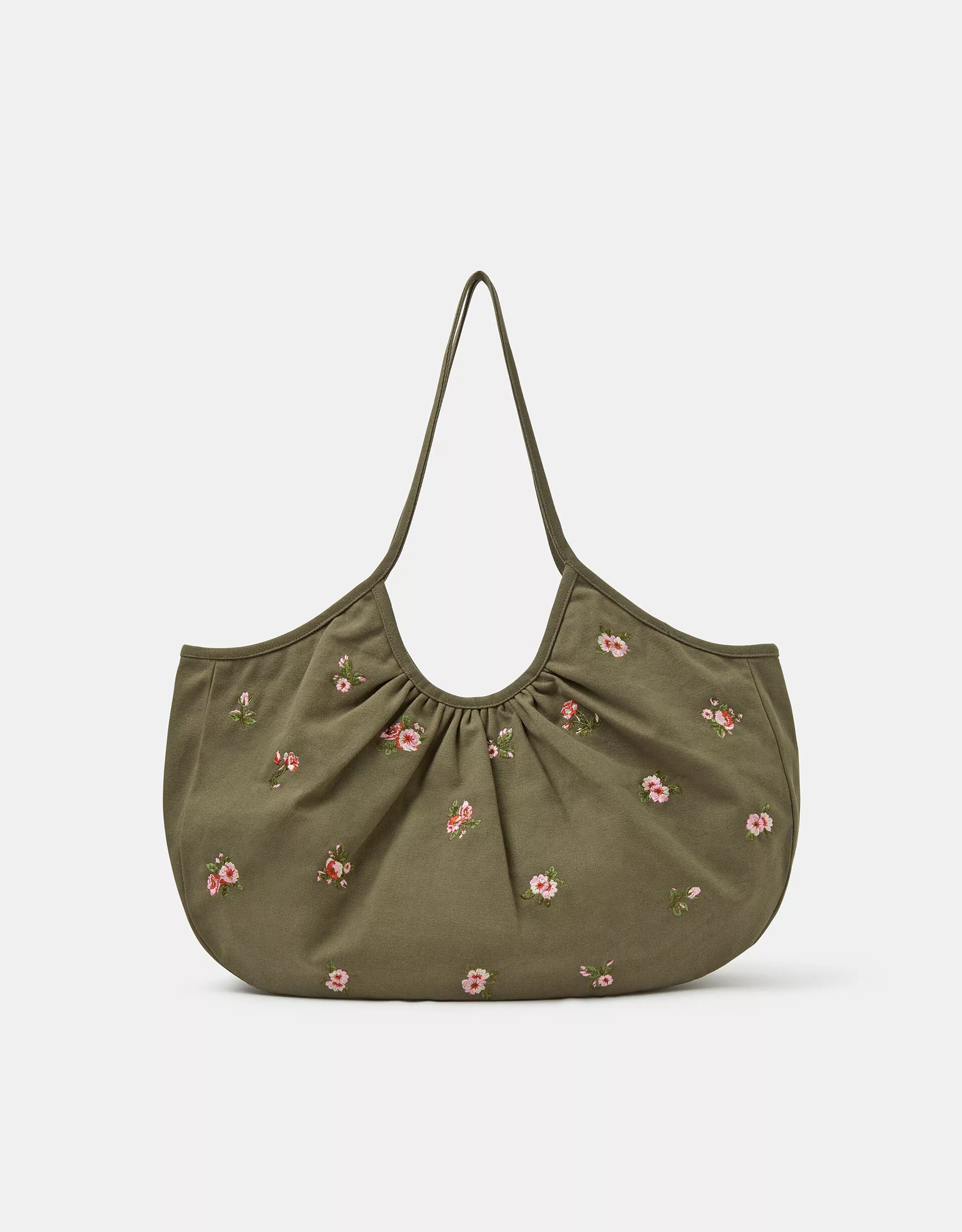 Oversized Floral Embroidered Shoulder Bag