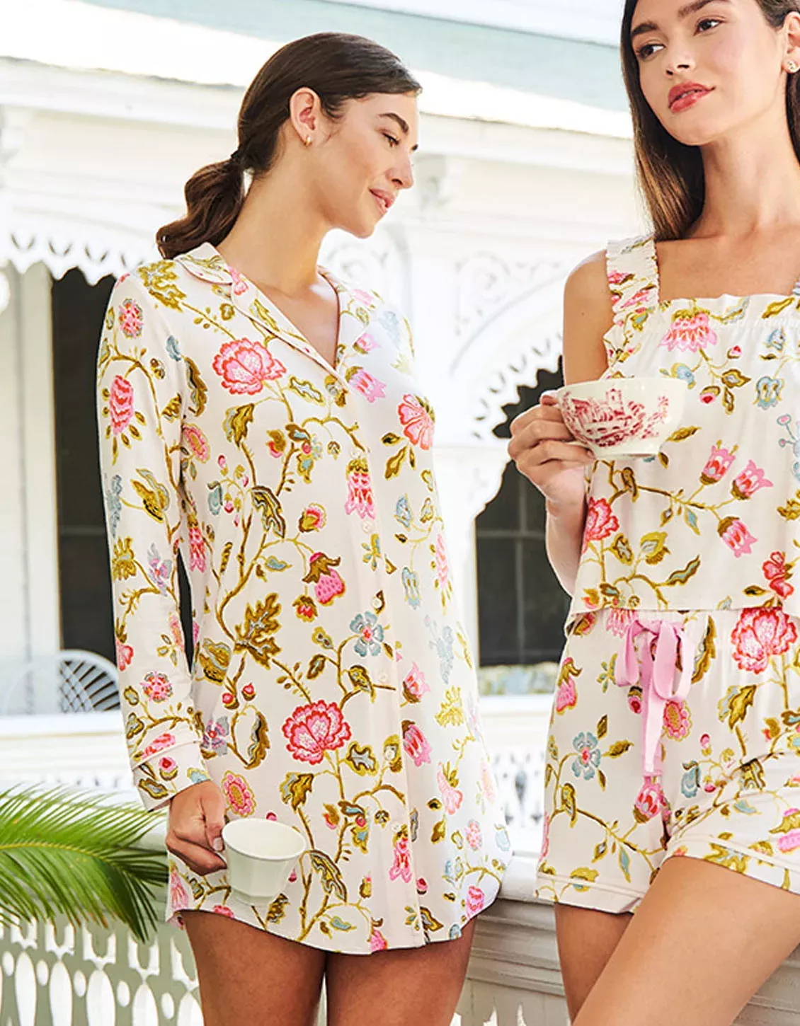 Pajama Sleep Shirt Jane Jacobean Cream