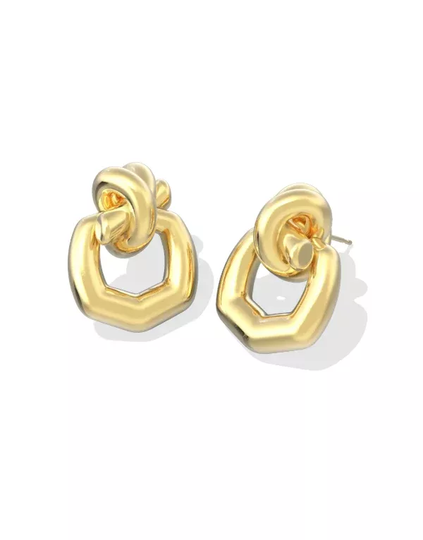 PARKER KNOT OPEN FRAME EARRING, GOLD