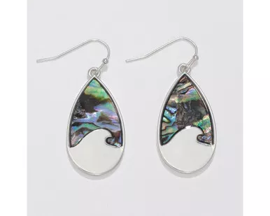Periwinkle Abalone Sky and Silver Ocean Waves Earrings