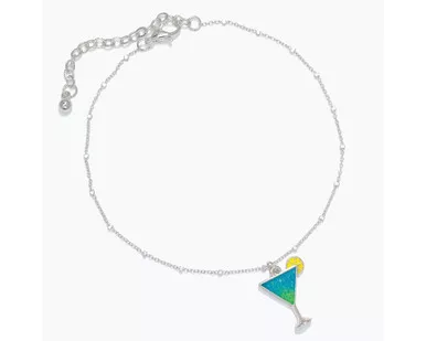 Periwinkle Beachside Cocktail Blue Martini Silver Chain Anklet