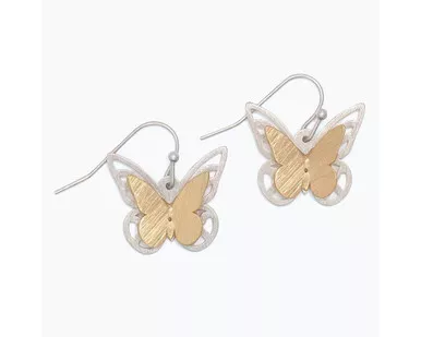 Periwinkle Brushed Two Tone Butterfly Earrings