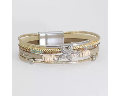 Periwinkle Crystal Starfish Multi-Row Iridescent Bracelet