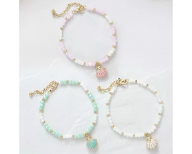 Periwinkle Hidden Pearl Sea Shell Charm Anklet