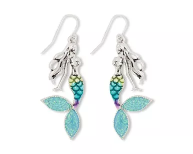 Periwinkle Iridescent Glitter Tail Dangle Mermaid Earrings