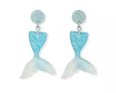 Periwinkle Iridescent Shimmer Mermaid Tail Statement Earrings