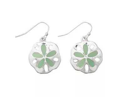 Periwinkle Mint Green Inlay Silver Sand Dollar Earrings