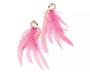 Periwinkle Pink Feathers Flamingo Statement Earrings