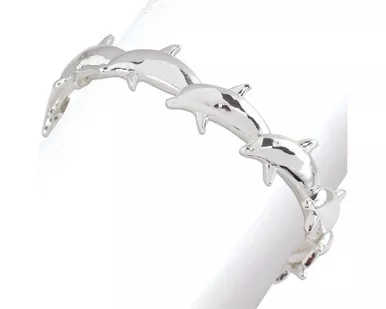 Periwinkle Silver Dolphin Link Bracelet