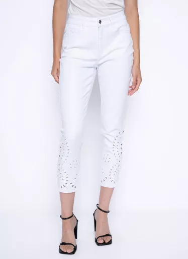 Picadilly Eyelet Cut-Out White Jeans