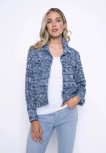 Picadilly Patterned Fringe Denim Lightweight Jacket