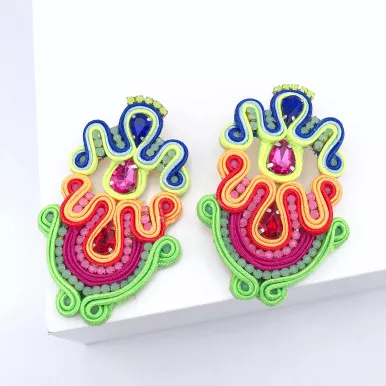 Pinata Neon Multicolored Jeweled DangleArtisan Earrings
