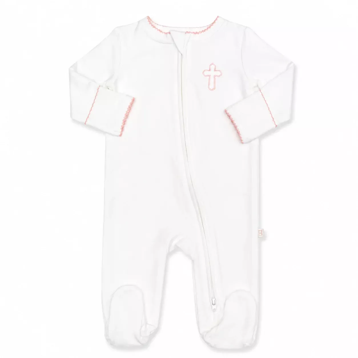 PINK CROSS PIP ZIP FOOTIE