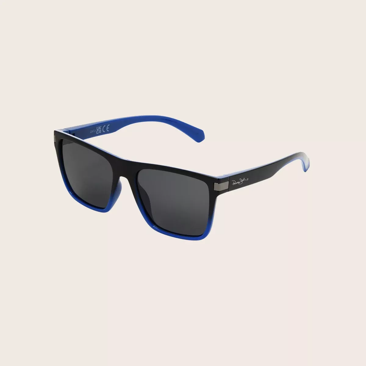 Polarized Black & Blue Square Smoke Sunglasses
